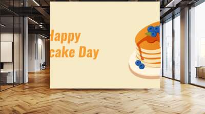 Happy Pancake Day banner with syrup and blueberries. Vector.  Wall mural