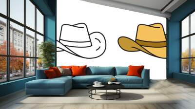 Cowboy hat icon. Linear vector icon in a flat style. Wall mural