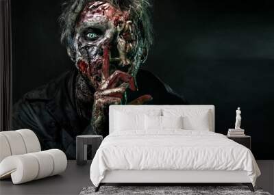 Close-up portrait of a horrible scary zombie man. Horror. Halloween 2018 Wall mural