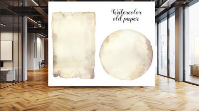 Watercolor old paper. Hand painted aged paper texture isolated on white background. For design, print. Wall mural