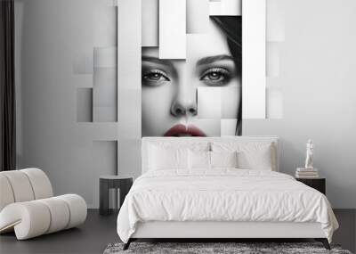 A woman's face emerging from abstract figures Wall mural