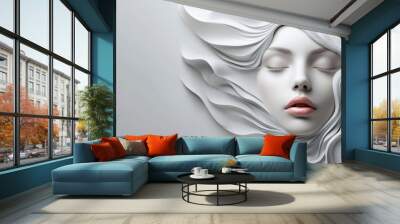 A woman's face emerging from abstract figures Wall mural