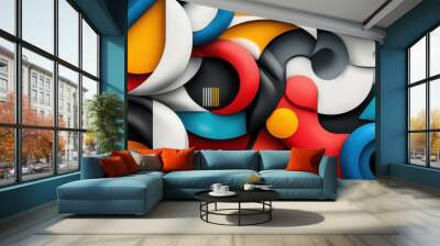 Geometric patterns forming a kaleidoscope of shapes and colors Wall mural