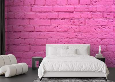 Grunge pink brick wall as background, texture Wall mural