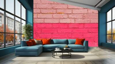 Pink brick wall as background, texture Wall mural