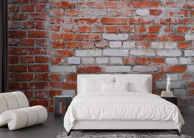 White-red brick wall as background, texture Wall mural