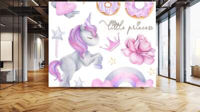 Cute watercolor girls set - Little princess Wall mural