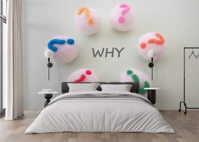 羊毛のクエスチョンマークとwhy?ホワイの単語 Wall mural