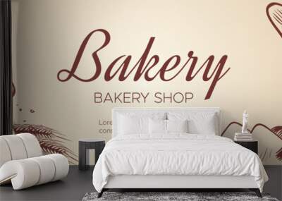 Bakery shop banner with hand drawn bread and pastry Wall mural