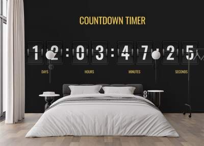 Countdown timer. Meter scoreboard digital watch mechanics counter information down number counting clock day template Wall mural