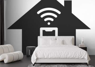 Home internet symbol. Wireless signal in house icon Wall mural