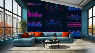 Hud infographics. Futuristic infographic diagram for interface, digital screen with hologram optional graphic and workflow charts vector set Wall mural