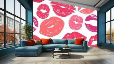 Lips seamless pattern. Colourful womans lips design for fashion cloth and wrapping paper, world kissing and valentines day wallpaper vector print Wall mural