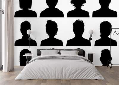 Silhouette avatars. Persons office professional profiles, anonymous heads. Female and male faces black portraits icons, vector set Wall mural