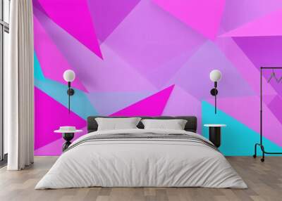 Abstract background of vibrant pink, purple and blue geometric shapes. Wall mural