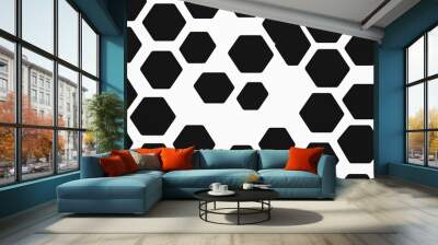 Abstract black hexagonal pattern on white background. Wall mural