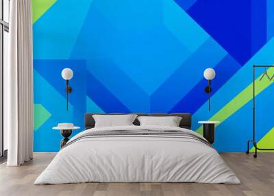 Abstract geometric background with blue and green shapes. Wall mural