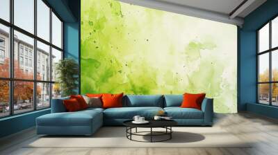 Abstract green watercolor background with light and dark shades. Wall mural