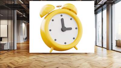 3d rendering yellow alarm clock icon symbol watch design illustration Wall mural