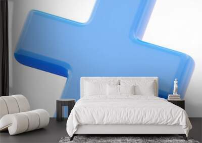 Plus sign cross symbol icon 3d illustration isolated on transparent background Wall mural