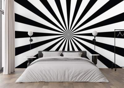 Sun-ray black white vector for design element. Wall mural