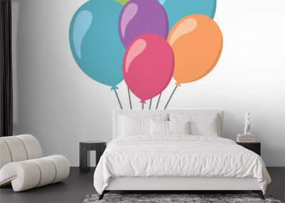 Pastel Balloons Transparent PNG in flat vector design for decoration Wall mural