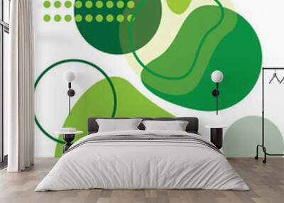 print digital and vector, colour green and natural lime, shape organic and round, abstrac design pattern  Wall mural