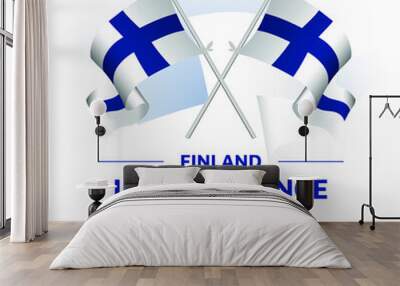 Crossed Finland flags poles. template for independence day, National day poster design. vector illustration EPS 10 Wall mural