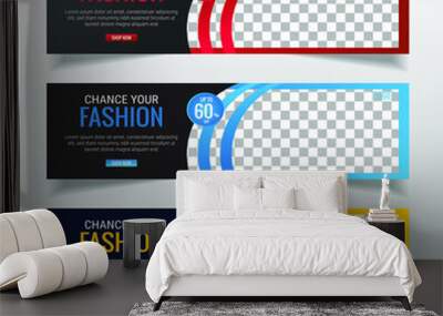 fashion sale web banner with place for photo. Horizontal Layout template. Business Ad banner. Vector EPS 10 Wall mural