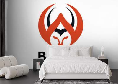 Letter W and Bull logo. Animal Logo design idea for company, store, online shop. vector Wall mural