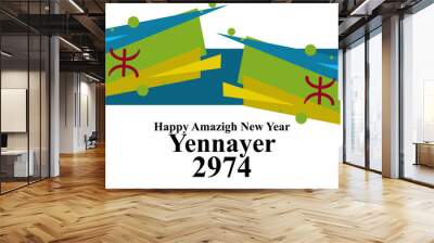 Happy New Amazigh Year. Yennayer 2974. Suitable for greeting card, poster and banner. Wall mural