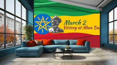 March 2, Victory at Adwa Day. Public holidays in Ethiopia vector illustration.  Suitable for greeting card, poster and banner.  Wall mural