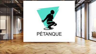 petanque sport vector line icon. practice petanque stance. sport pictogram, vector illustration. Wall mural