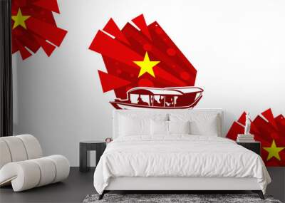 Translate: September 2, Happy National day of Vietnam. Happy National day vector illustration.  Suitable for greeting card, poster and banner. Wall mural