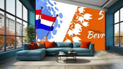 translation: may 5, happy liberation day. liberation day (bevrijdingsdag) of netherland vector illus Wall mural