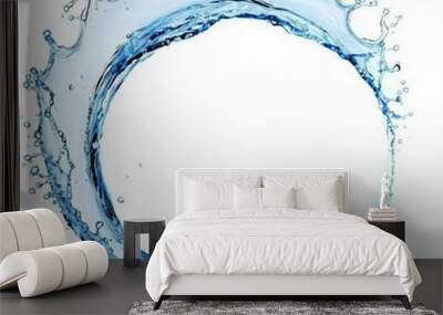 Blue water swirl splash with little bubbles isolated  Wall mural