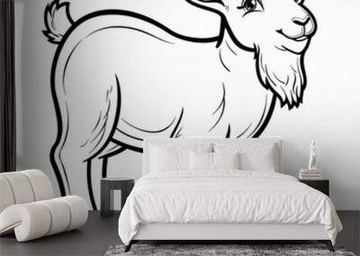 cartoon of a Goat children coloring book page Wall mural