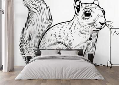 Cartoon of a Squirrel children coloring book page  Wall mural