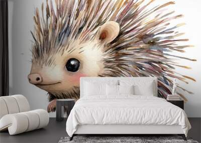 Porcupine watercolor clipart illustration isolated Wall mural