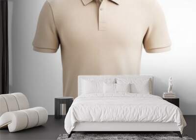 realistic high quality color beige polo mockup isolated Wall mural