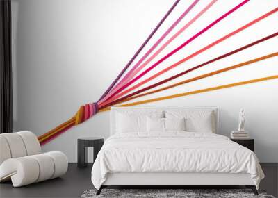 collection of various strings on white background. bundle of chamois string. thread with knot isolated.  Wall mural