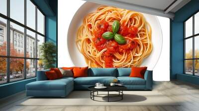 spaghetti with tomato sauce isolated on white background Wall mural