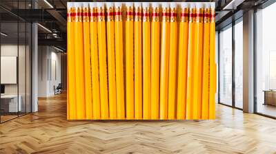 Yellow pencil in line background Wall mural