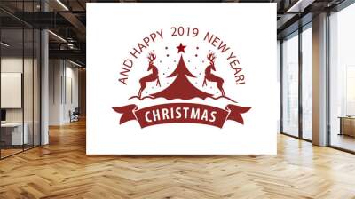 Merry Christmas hand written lettering Wall mural