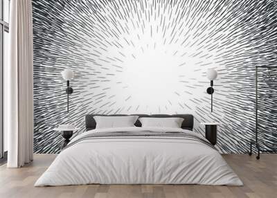 comic hand drawn radial lines background Wall mural