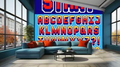 pixel retro font video computer game design Wall mural