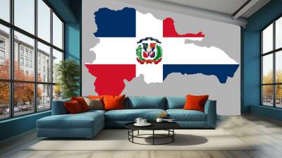 Dominican republic map flag vector Wall mural