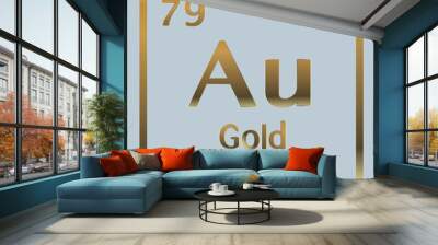 Gold element number 79 of the Periodic Table of the Elements - Chemistry Vector illustration Wall mural