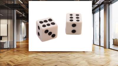 Two white dice isolated on white Wall mural