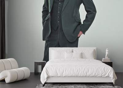 He's a show biz bigshot. Full length studio portrait of a mature man in a retro suit striking a confident pose. Wall mural